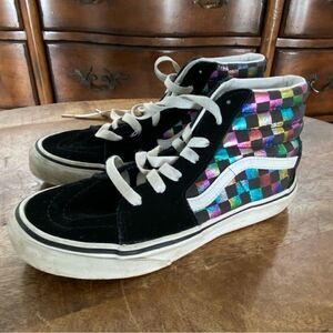 Vans skate shoes metallic checkerboard neon sz 3